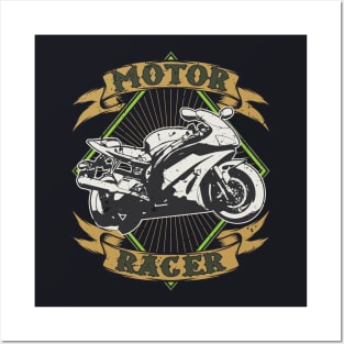 Motor Racer vintage Racing Motorbike Posters and Art